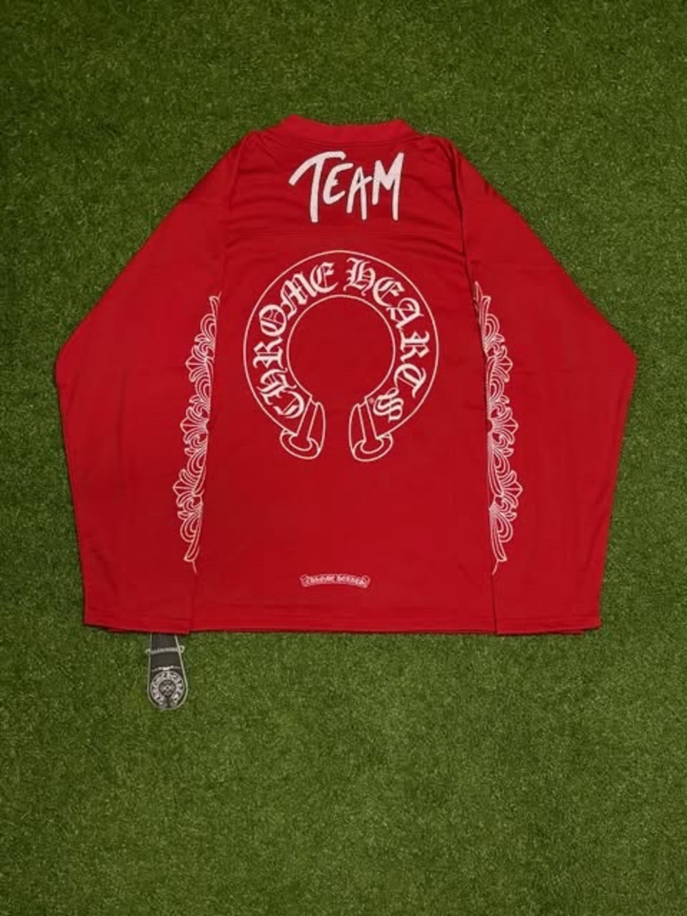 Red Chrome Hearts Long Sleeve Jersey